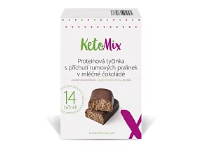 KetoMix Proteinové tyčinky s příchutí rumových pralinek v mléčné čokoládě (14 porcí)
