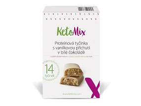 KetoMix Proteinové tyčinky s vanilkovou příchutí v bílé čokoládě 14 x 40 g