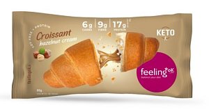 Feeling OK Proteinový croissant s lískooříškovou náplní 65 g Feeling OK Proteinový croissant s lískooříškovou náplní 65 g